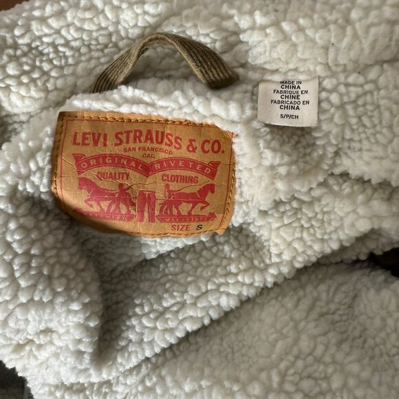 Levi Strauss & Co Brown/Nubuck Corduroy Sherpa Lined Trucker Jacket Size Small - Picture 2 of 13